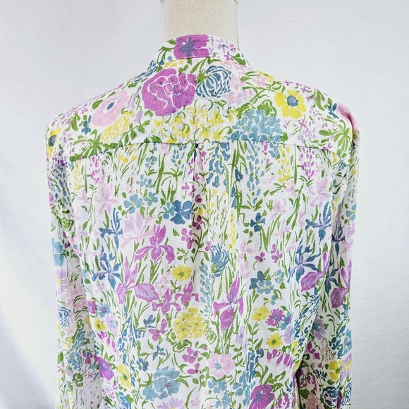 Banjanan White Floral Longsleeve Buttondown Tunic size Large - Picture 7 of 10